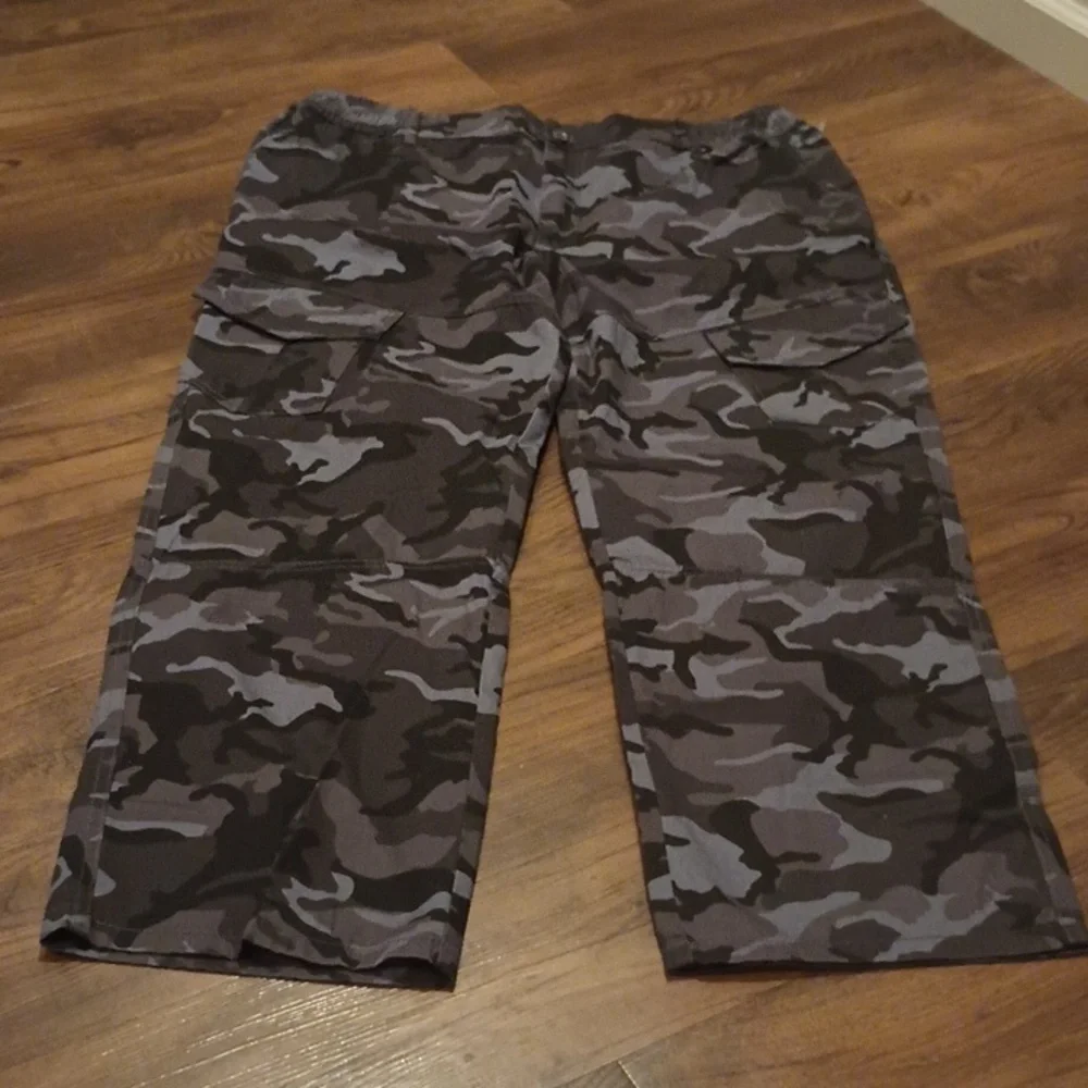 Big Dude Grey Camo Cargo Straight Leg Cotton Pants A34
